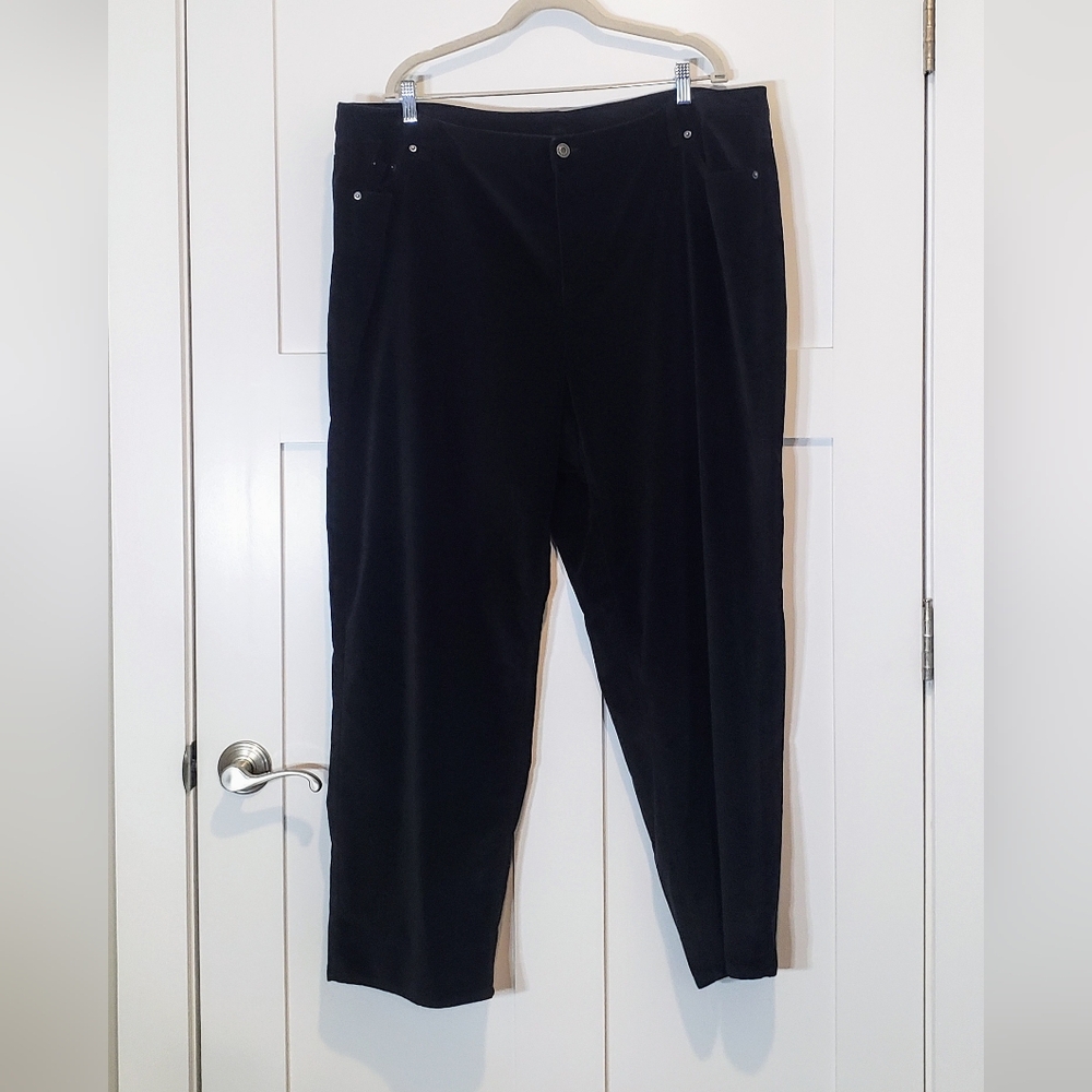 Talbots Velour Velvet Vintage Wide Leg High Rise Pants Black size 22W Pockets